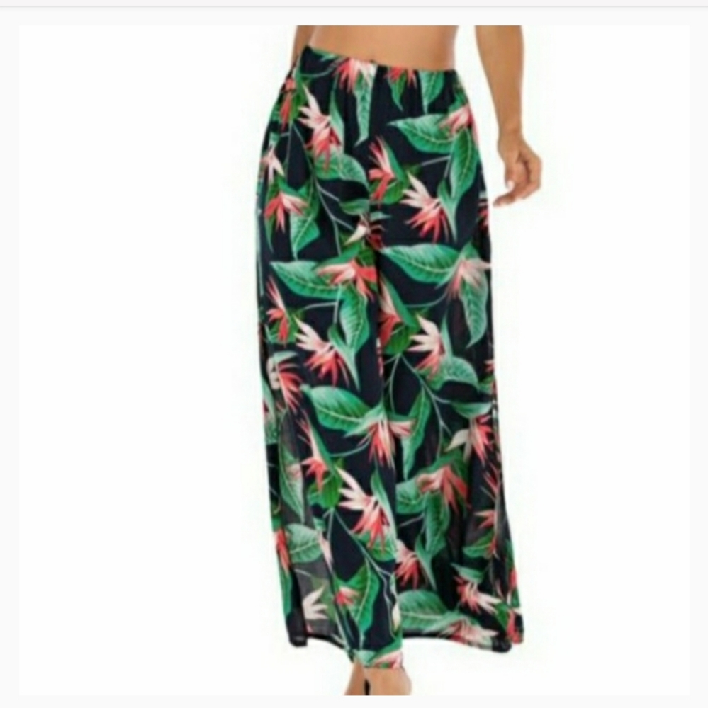 💜Tropical print beach cover up
